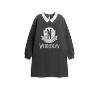 Wednesday Girl's Unitas Est Invicta Sweatshirt Dress | Girls Black | Officially Licensed Merch | Size: 9-10 Years Wednesday Black 9-10 Years