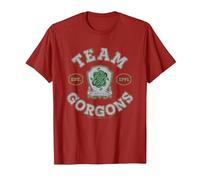 Wednesday Nevermore Academy Team Gorgons Collegiate T-Shirt, Men, Cranberry Red, Small