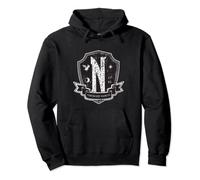 Wednesday Nevermore Logo Distressed Pullover Hoodie