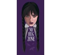 Wednesday "No Hug" Beach Towel | Large 70x140 cm Soft & Absorbent 100% Cotton | Gothic & Spooky Design for Fans | Kids’ & Teens’ Bath, Pool & Beach Towel | Lightweight, Quick-Drying & Machine Washable