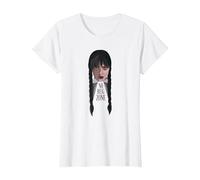 Wednesday No Hug Zone Big Face Animated Portrait T-Shirt, Women, White, Small