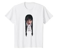 Wednesday No Hug Zone Big Face Animated Portrait T-Shirt, Youth, White, Large