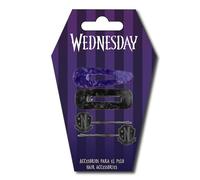Wednesday Non-Slip Hair Clips, Bobby Pins with Two Decorative Charms for Girls, Stylish Hair Accessories - 4 Hair Clips