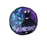 Officially Licensed Wednesday Shaped Cushion Pillow | Stained Glass Design Stuffed Plush Round Pillow | Perfect For Bedroom Or Living Room Décor 40 x 40cm