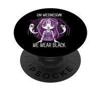 Wednesday on wednesday we wear black gothic halloween night PopSockets Adhesive PopGrip