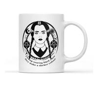 Wednesday School Girl Mug Tea Coffee Cup - I'll Stop Wearing Black Adam When They Make A Darker Colour Quote Halloween Family Dark Goth Alternative TV Film Gift Present (White Handle Prime)