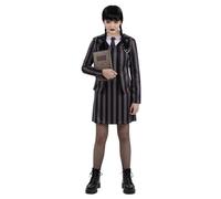 Smiffys Kids Gothic School Uniform Costume Dress with Mock Jacket, Shirt & Tie, Halloween Child Fancy Dress, Gothic Schoolgirl Dress Up Costumes