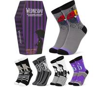 Wednesday Socks for Women & Teens UK Size 2.5-7.5, Pack of 5 Casual Sports Calf Socks, Soft & Breathable, Gifts for Women