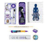 Blue Sky Studios Wednesday Stationery Pack, Licensed Writing Supplies Merchandise Gift, Notebook, Colour Pencils, Pen, Pencil Tin, Pencil Sharpener, Eraser
