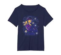 Wednesday & Thing in The Starry Night Vintage Portrait T-Shirt, Women's Plus, Navy Blue, 6X