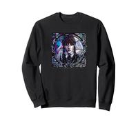 Wednesday & Thing Stained Glass Square Portrait Sweatshirt, Adult Unisex, Black, Large