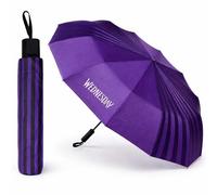 Wednesday Umbrella, Purple and Black Striped, with Carry Sleeve