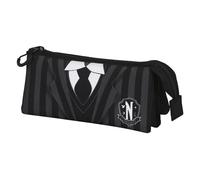 Wednesday Uniform-FAN Triple Pencil Case 2.0, Black, 23 x 11 cm