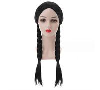 Wednesday Wig Cosplay Long Hair, Long Black Braided Wigs with Bangs for Women and Girls, Halloween Carnival Costume Wig, High Temperature Resistant Hair