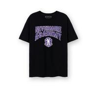 Wednesday Womens Black Nevermore Academy Short Sleeved T-Shirt - Medium