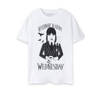 Wednesday Women's Graphic Tee | Nevermore Academy White Classic Top | TV Programme Crew Neck Shirt Addams Short Sleeve Apparel | Plain Pull-On Casual Wear for Women
