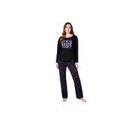 Wednesday Women's Pyjama Set Long Sleeve & Bottoms PJ Lounge Nightwear Sleepwear in Black | Size: Small Wednesday Black S