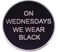 Wednesdays We Wear Black Enamel Lapel Pin Film Badge Pin Horror Film Brooch Pin Black Round Metal Pins Brooches Badge for Halloween Clothing Bags Accessories, Metal