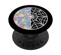 Wednesdays Window Colorful Round Stained Glass Web Window PopSockets Adhesive PopGrip