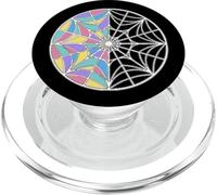 Wednesdays Window Colorful Round Stained Glass Web Window PopSockets PopGrip for MagSafe