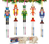 WEDNOK 12 Pack Christmas Wind Chime Kit for Kids Make You Own Nutcracker Wind Chime for Girls Boys Christmas Ornaments DIY Coloring Craft for Christmas Party Decoration