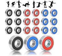 WEDNOK 30Pcs Skateboard Bearings 608RS Skateboard Bearing Abec-9 Rubber Sealed Frictionless Metal Spare Bearing for Skateboard Longboard Stunt Scooters Inline Skates Roller Wheels (Black,Blue,Red)