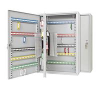 Wedo 10272037X Key Cabinet for 200 Hooks, Powder-Coated Sheet Steel, 38 x 14 x 55 cm, Safety Lock Including 2 Keys, Hook Rail Individually Adjustable) Light Grey