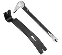 WEDO 2-Piece Pry Bar Set, 10" Nail Puller Cats Paw Pry Bar High Carbon Steel, 10" Flat Bar Pry Bar CRV,Utility Claw Bar Tool for Home Remolding,Woodworking