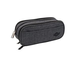 WEDO 24245037 College Pencil Case for School and University, 3 Zip Compartments, Lots of Storage Space, Made of Polyester, Grey, Gray, Pencil case