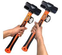 WEDO 2pcs 3lb Sledge Hammer, Drill Hammer, Club Hammer, Crack Hammer, High Carbon Steel Hammer, 12 inch Fiberglass Handle Shockproof