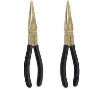 WEDO 2PCS Brass Long Nose Pliers Set, Needle Nose Pliers with Soft Grip Handles, 200mm(8"),Professional Industrial-Grade Wire Stripper/Cutter/Crimper, Die-Forged, Corrosion Resistant, DIN Standard