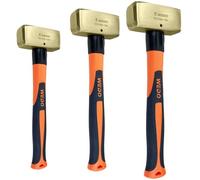 WEDO 2PCS Brass Sledgehammer Set, 2lb+3lb+4lb(1000g+1500g+1800g), Brass Club Hammer with Fiberglass Handle, Die-Forged,Corrosion Resistant, DIN Standard