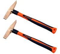 WEDO 2PCS Copper Scaling Hammer Set,300g+300g,Fiberglass Handle,Welding Chipping Hammer, Length 280mm(11")