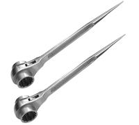 WEDO 2PCS Scaffold Podger Ratchet Wrench Set,19mm×22mm(3/4"×7/8"),Stainless Steel Spud Wrench Set,Ratcheting Socket Wrench Length 345mm,Double Side 12 Point Hexagon Ratchet Spanner