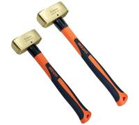 WEDO 2pcs Sledgehammer,500g+1000g Brass Club Hammer with Fiberglass Handle, Die-Forged,Corrosion Resistant, DIN Standard