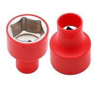 WEDO 3/8" Drive Insulated Socket,Electricians Injection Hex Socket, VDE 1000V,Size 21mm,CR-V Steel,IEC 60900,Metric,Professional Electrical Tool,GS Certified