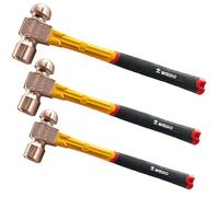 WEDO 3PCS Ball Peen Hammer Set,Ball Pein Hammer with Fiberglass Handle,12oz+16oz+24oz,Industrial-grade Metalworking Tools,Beryllium Copper,Non-magnetic,Die-Forged,Corrosion Resistant,DIN Standard