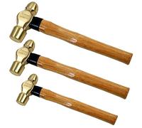 WEDO 3PCS Brass Ball Peen Hammer Set, 16oz+32oz+40oz(1lb+2lb+2-1/2lb), Brass Ball Pein Hammer Set with Wooden Handle, Die-Forged, Corrosion Resistant, DIN Standard
