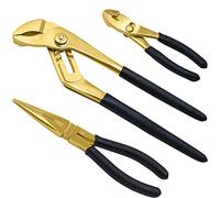 WEDO 3PCS Brass Pliers Set with Non-Slip Handle,8" Snipe Nose,10" Groove Joint,6" Slip Joint