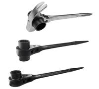 WEDO 3PCS Scaffold Ratchet Wrench Set,Double Side 19X22mm Spud Ratchet,19mm Spud Podger Spanner,3/4"×7/8" Scaffold Ratchet Wrench Claw Pry Bar and Hammer Function,CRV Steel