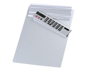 Wedo 57 954 A4 Aluminium Clipboard with Solar Powered Pocket Calculator