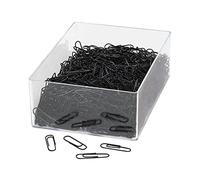 Wedo 901244601 Paper Clips 27 mm Metal Plastic Coating Black Set of 1000 in Transparent Box