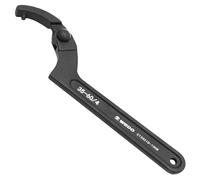 WEDO Adjustable Hook Spanner with Pin, C-Shaped Wrench, Die-Forged, Strong Torque, High Strength, Wear Resistance, Black-Spray on Surface, 40 Chrome Steel, Size 20-35/2.5mm, Length 150mm
