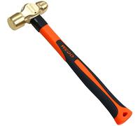 WEDO Brass Ball Peen Hammer 1-1/2lb(680g), Ball Pein Hammer with Fiberglass Handle, Length 310mm(12"), Die-Forged, Corrosion Resistant, DIN Standard