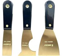 WEDO Brass Putty Knife Set, Wide Blade 3"+ Multifunctional Blade 2-1/2"+ Narrow Blade 1-1/4",Paint Scraper with Bakelite Handle, Painters Knife, Drywall Knife, 8" Length