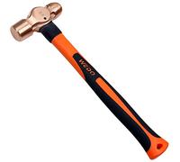 WEDO Copper Ball Peen Hammer 450g(1lb), Ball Pein Hammer with Fiberglass Handle, Length 280mm(11"), Die-Forged, Corrosion Resistant, DIN Standard