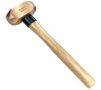 WEDO Copper Flat Hammer 1400g(3lb), Sledge Hammer with Hickory Wooden Handle, Length 400mm(16"), Die-Forged, Corrosion Resistant