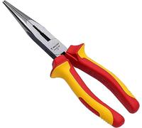 WEDO Insulated Long Needle-Nose Injection Pliers 150mm(6"), VDE 1000V Snipe Nose Pliers with Anti-Slip Handles, CR-V, Jaw Hardness HRC58-63, Die-Forged