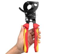 WEDO Insulated Ratchet Cable Wire Cutters, Ratcheting Cable Cutter Hand Tool, Electrical Wire Cutters for Cutting Aluminum Copper Cables up to 380mm², 1000V Insulated handle, IEC 60900