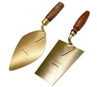 WEDO Non-Sparking 2PCS Brick Trowel Set, Square Tip+Point Tip,Masonry Margin Trowel with Wooden Handle,Spark-Free Safety Concrete Tools for Commercial and DIY Use,Aluminum Bronze